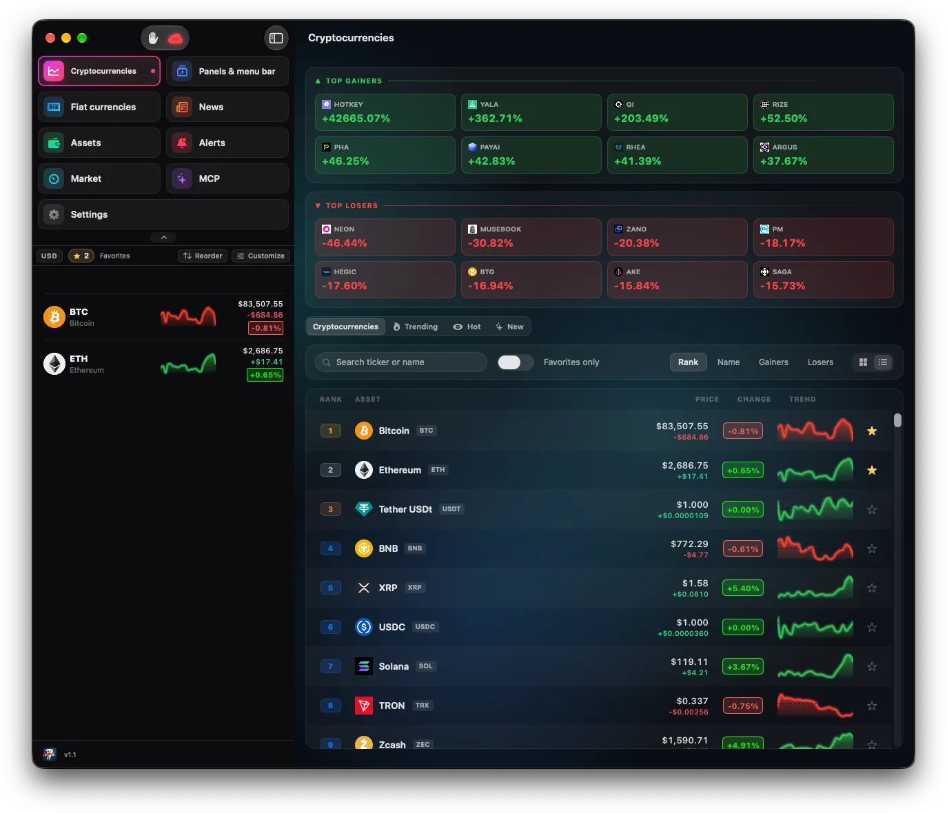 Crypto Widgets on Mac